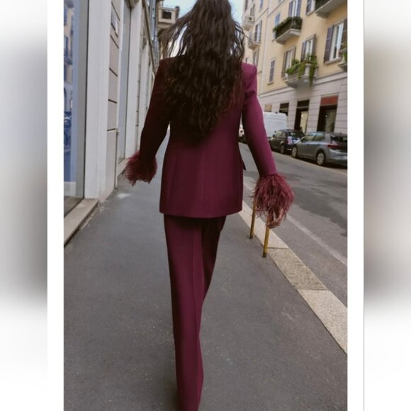 ZARA FEATHER CUFF BLAZER - Picture 7 of 9